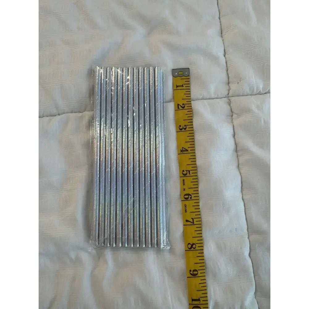 New Iridescent Paper Drinking Straws Lot of 25 Party Bridal Shower Holographic